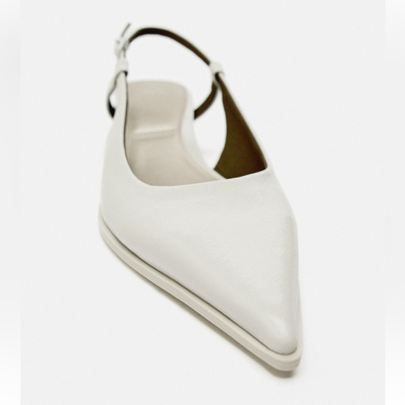 Last one 🚨Zara Gray Bone Cream Slingback Kitten Heels Pointed toe foam sole NWT - Picture 7 of 15